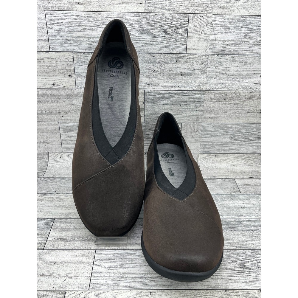 Clarks Cloudsteppers Sillian Tino Dark Brown Slip On Loafers Women Sz 9 Wide